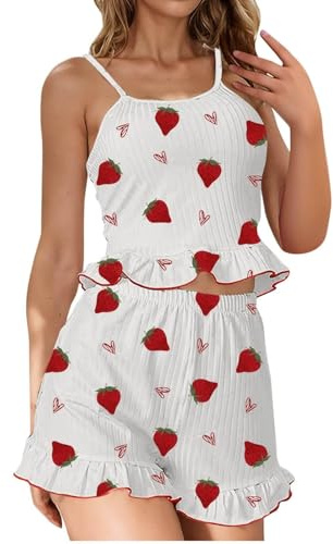 Cocila Pjs for Women Sets Sleeveless Cami Shorts Pajamas Heart Cotton Rib Knit Sleepwear Nightwear Elastic Soft Pjs Lounge Set Tank Top and Shorts Premium Summer Slim Fit Pajama Light Ashy XL