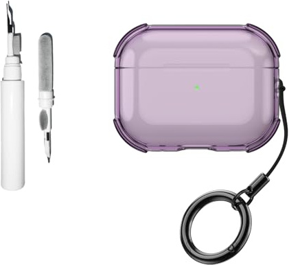 [3 in 1] Casevita Transparente Hülle Kompatibel mit AirPods Pro 3 mit Lanyard-Schlüsselanhänger-Reinigungsset, Weiche TPU Stoßfeste Schutzhülle mit Vier Ecken, für Männer Frauen