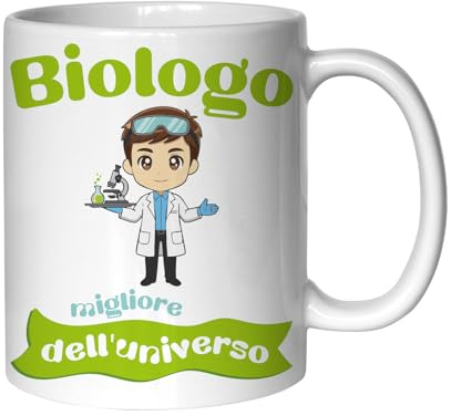 Teetaly Tazza Biologo - Idea Regalo Originale e Divertente in Ceramica 350 ml - Tazze divertenti per regalo compleanno. regalo per natale o regalo per ricorrenze (Biologo)