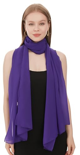 Shawl Factory Chiffon Schal Damen Lila - Seidenweich und Federleicht - Eleganter Halstuch Schal - Polyester Tuch Halstuch Damen Frühling Sommer - Pflegeleichtes Schaltuch - Damenschal Leicht (Lila)