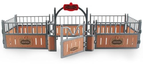 Hperu Pferdestall-Spielset, 17, 3 x 7, 9 x 5, 9 Zoll, realistischer Pferdestallzaun aus Kunststoff – Lernspielzeug für kreatives Spielen – Stallspielset