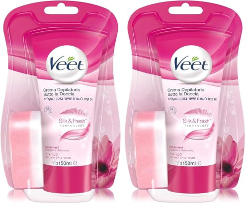 Crema Depilatoria Sotto la Doccia Silk & Fresh Technology Pelli Normali 150ml (Confezione da 2)
