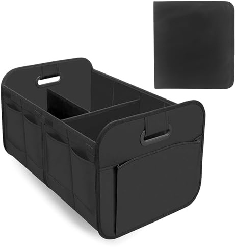 DingGreat Foldable Car Boot Organiser & Storage Box, Large 12-Pocket Expandable Boot Tidy with Removable Dividers, Waterproof Oxford Polyester Collapsible Trunk Organiser for SUV, Van, Car, Truck