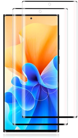 2 Pièces Verre trempé pour Samsung Galaxy S23 Ultra, 0,33mm Couverture 3D Anti-Rayures Vitre Protection, Dureté 9H, Toucher sensible Protection écran, HD Sans Bulle S23 Ultra Protection D'écran