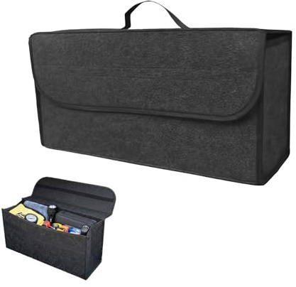 FENGfxcgs Car Boot Organiser Bag Anti Slip Foldable, Car Boot Tidy Storage Case Felt Trunk Organiser Suitable for Auto Tools Interior Declutter Suitable All Vehicles (Dark Grey)
