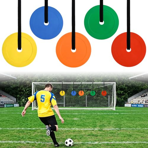 BXUUXA 5 Stück Fußballtor Ziel 15,5cm Zielnetz Fussballtor Zielscheiben TPE mit Verstellbaren 1m Gurten Bunte Top Bins Ziele Fußball Zieltraining Football Goal Target für Schießgenauigkeit