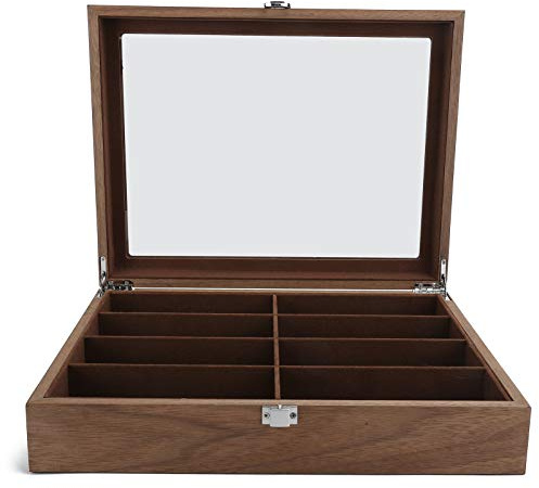 Jelquix Scatola Porta Occhiali Vetrina per Occhiali da Sole in Legno di Fascia Alta per L'organizzazione e la Decorazione Domestica in Legno Massello per 8 Griglie
