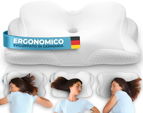 Glückstoff® Ergonomisches Kissen [Innovationspreis für Ergonomie nominiert] Kopfkissen aus Memory Foam | Ergonomisches Nackenkissen Nackenrolle Seitenschläferkissen Weiß