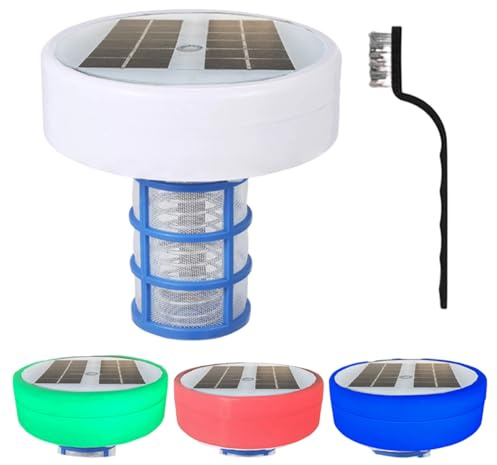 PithCogent Ionizador Solar para Piscinas, ionizador para Piscinas con Papel de Prueba y Cepillo, Ideal para Reducir el Cloro y purificar el Agua