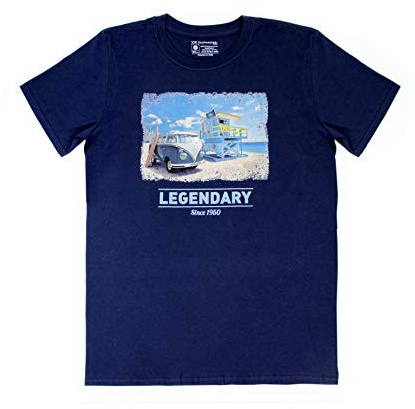 BRISA VW Collection - Volkswagen T-Shirt Unisex-Kurzarm & Rundkragen mit T1 Bulli Bus Motiv aus Baumwolle ohne Seitennähte (S-XXL)
