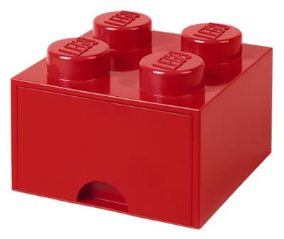 LEGO Brick with 1 Drawer With 4 Knobs, in Red