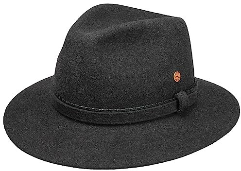 Mayser Gustav Trekking Hat Men - Made in The EU Hats Fedora Outdoor Winter All-Season - 60 cm Anthracite