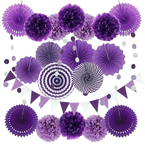 ZERODECO Party Dekoration Papier-Bommeln, Aufhängen Fächer, Dreieckige Wimpel und hängende Glitter Punkt Girlande Dekorpapier für Party Hochzeit Geburtstag Festival Weihnachten Karneval 21 Stück