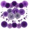 ZERODECO Decorazione di Festa, 21 Pezzi Viola Ventilatori di Carta, Pompons, Bandierine Triangolare, Ghirlande per Decorazione della Festa Nuziale Nozze Nidi Tatuaggi Nuziale Doccia Decorazione