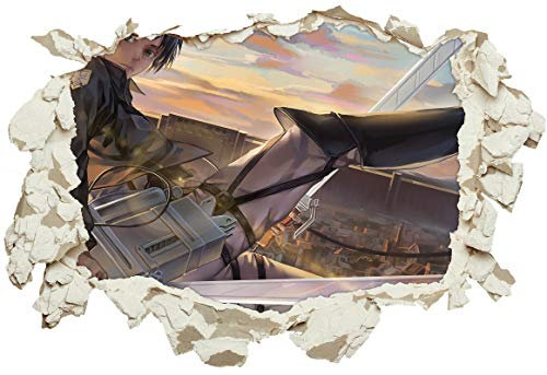 Unified Distribution Anime & Manga - Attack on Titan Erin Jäger - Wandtattoo mit 3D Effekt, Aufkleber für Wände und Türen Größe: 92x61 cm, Stil: Durchbruch