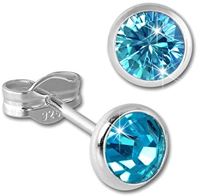 SilberDream Ohrstecker Damen 925 Silber türkis Zirkonia Ohrringe 5mm D3SDO5535T Silber, Zirkonia Ohrschmuck für die Frau