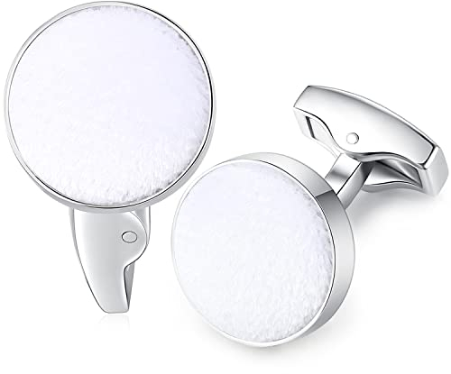 HONEY BEAR Herren Hochzeit Baumwolle Stoff Samt Manschettenknöpfe Cufflinks Manschettenknopf,Runden