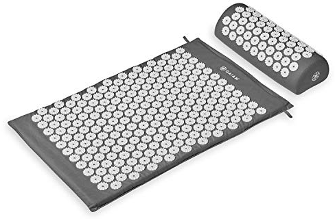 Gaiam Unisex-Erwachsene Acupressure Mat & Pillow Akupressurmatte & Kissen, grau
