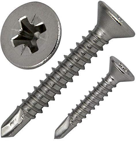 PROTECH 100 Stück Bohrschrauben Durchmesser 3,5mm Länge 16mm Edelstahl A2 DIN7504 Kreuz Pozi Blechschrauben V2A Senkkopfschraube - NUR für Alu, Gips, Kunststoff (NICHT für Stahl)