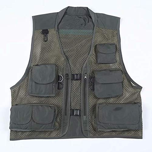 MILASIA Angeln Weste verstellbare Taille Multi Taschen ärmellose Jacke Mesh Fotograf Jagd für Männer Frauen