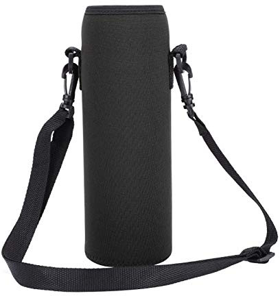 Demeras Wasserflaschenträger Thermohalter Tasche Verbrühungssichere Hülle für Fitness Wandern Camping Outdoor Sportflaschen(Schwarz)