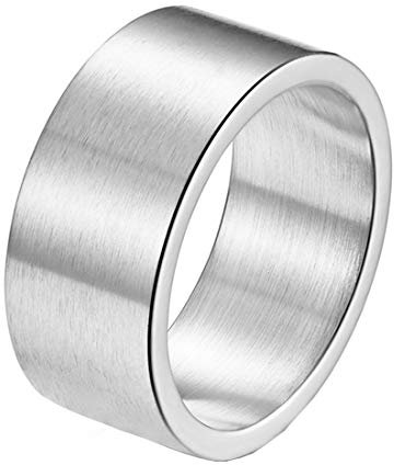 HIJONES Herren 10MM Mode Original Gebürsteter Ring Breit aus Edelstahl Eheringe Silber Größe 60