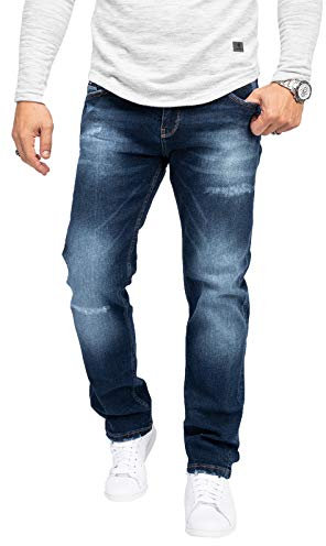 Rock Creek Herren Jeans Regular Fit Stretch Jeans Männerhose Herrenjeans Denim Hosen Herrenhose Straight Cut Stonewashed RC-3103 Dunkelblau W38 L34