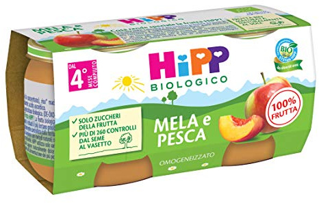 Hipp Bio Omogeneizzato Mela/pesca 2 X 80 G