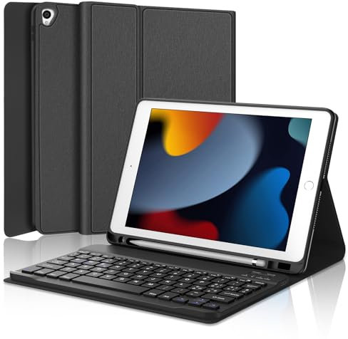 KVAGO Custodia Tastiera per iPad 9a/8a/7a Generazione 10.2 pollici, iPad 10.2 2021/2020/2019/iPad Air 3/iPad Pro 10,5, Italiano QWERTY Tastiera Bluetooth Wireless Staccabile Magnetica, Nero