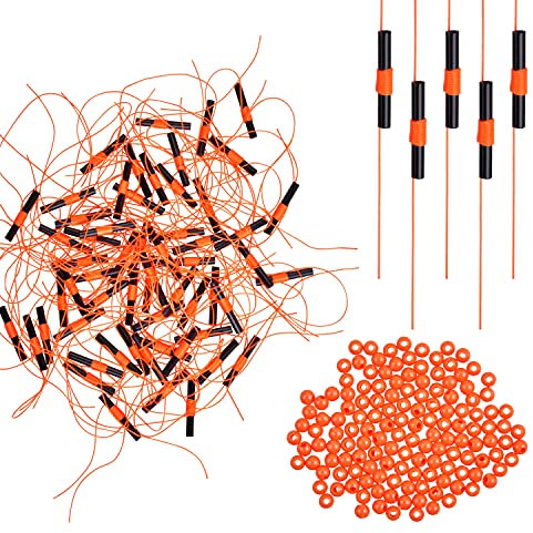 100er-Pack Angeln: Posen Stopper Fadenstopper mit Perlen, Schnurstopper Spirolino - Posenstopper für Forellenangeln (Orange)