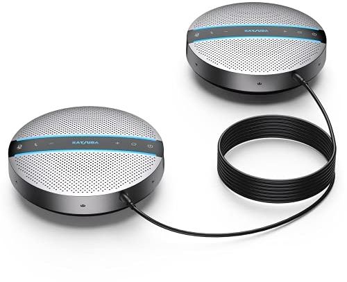 2 in 1 Daisy-Chain Conference Speaker for 12 Attendees, Each Bluetooth Speakerphone with 6 Mics, USB/Dongle/Bluetooth Connection, Compatible with Conferencing Apps for Home Office