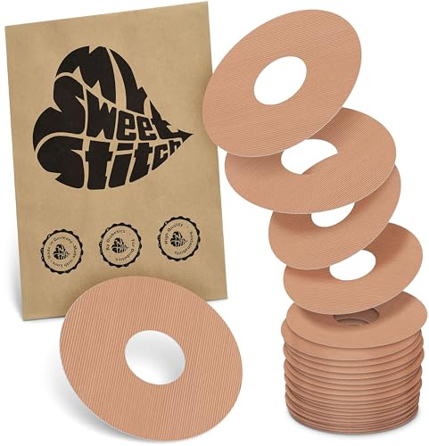 MySweetStitch 25 Ringpatches für FreeStyle Libre 3/3 Plus rund Beige | Stabilisiert ablösende Ränder, Mitte bleibt frei, wasserfest und flexibel, bis zu 15 Tage Halt