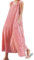 chouyatou Robe longue décontractée en coton et lin à carreaux avec poches pour femme, Rouge, L