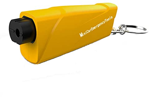 Honsheng Car Emergency Window Glass Breaker and Seatbelt Cutter Rescue Me Safety Hammer Keychain Vehicle Car Escape Rescue Punch Tool Window Breaker for Underwater and Land (Yellow)