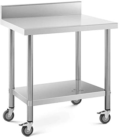 Royal Catering RCAT-80/60-WS Edelstahltisch mit Rollen und Aufkantung 60 x 80 cm 135 kg Tragkraft Arbeitstisch mit Rollen Arbeitstisch auf Rollen Arbeitstisch Rollen