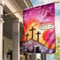 Fahne Er Ist Nicht Hier, Er Ist Auferstanden Kreuze Rosa Orange Himmel Jesus Yard Sign Flagge Garten Flagge Für Yard Outdoor Veranda Bauernhof 90x150cm