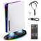 zerotop Soporte PS5 con ventilador de refrigeración y LED RGB para Playstation 5 versión disco/digital, PS5 estación de refrigeración por ventilador PS5 Soporte vertical con mando a distancia IR