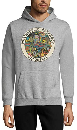 Psychedelic Research Volunteer Trippy Halluzinations Grafik Unisex Baumwollmischung Kapuzen-Sweatshirt Hoodie Grau, grau, XL