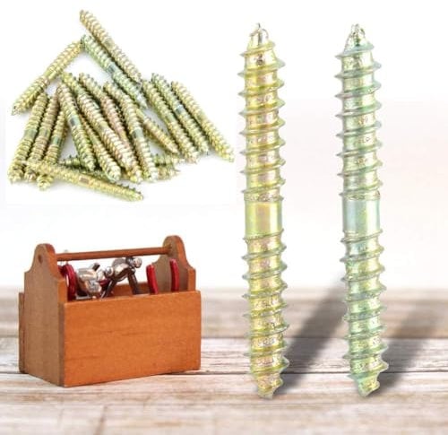 Uadme Double Ended Screw, 20Pcs Dowel Screws Double Headed Self-Tapping Thread Wood to Wood Hanger Bolts, 5 x 40mm Zinc Plated Threaded Bolts Rods Bars for Woodworking Furniture Connector