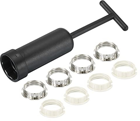 sourcing map G9 Light Socket Rings Metal Lamp Shade Holder Ring Replacement with Removal Tool Silver Tone White 1 Set/9pcs