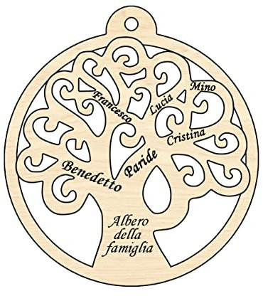 Nitek pallina di natale albero della vita con nomi in legno decorazione natalizia addobbi natalizi ø 10cm idea regalo originale per Natale 2022 Made In Italy