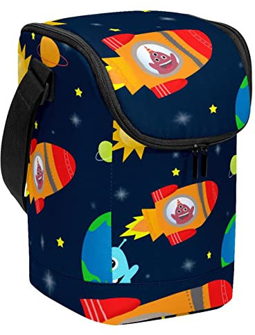 Lonchera grande y ligera, con sistema solar, cohetes alienígenas, reutilizable, para mujeres y hombres