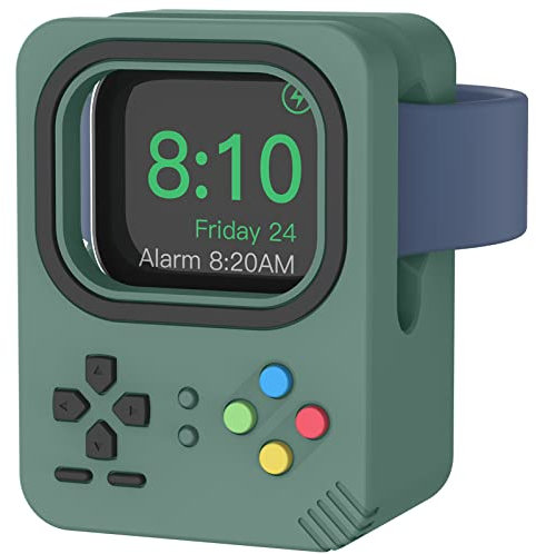 Delidigi for Apple Watch Charger Stand Silicone Charging Holder Dock for iWatch Ultra 2 Series 10 9 8 7 6 SE 5 4 3 2 (49mm 46mm 45mm 44mm 42mm 41mm 40mm 38mm), Supports Nightstand Mode(Pine Green)