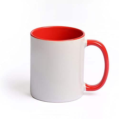 KARLAkreativ Tazas para Manualidades para Pintar y diseñar, también aptas para sublimación, Incluye lápices de Pintura de Porcelana Originales KREUL (1 Taza roja + bolígrafos)