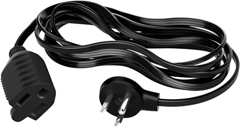 Elecan 5ft Flat Connector Extension Lead Space Saving Slim Flat Cable Low Profile Power Cord 3 Pin Power Cord 16 Gauge 13A/125V Black ETL Certified