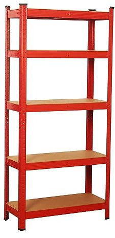 wowsubli Garage Shelving Units 5 Tier, Heavy Duty Storage Racking Shelf with Metal Boltless for Workshop Warehouse Office(Red,70x30x150cm)