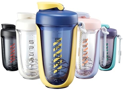 Qavi Protein Shaker Bottle With Stainless Steel Mixing Wire Ball and Rope, Premium Shaker Made of Tritan Materiel BPA Free, Durable Leakproof And Odourless | 590ml Yellow