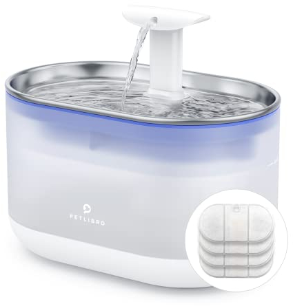 PETLIBRO Fontaine a Eau Chat Ultra Silencieuse, 2,1L Capsule Fontaine à Eau pour Chat avec 4 Filtres et 4 Éponges, Deux Modes de Débit d'eau, Distributeur Eau Chat sans BPA, Niveau d’Eau Visible