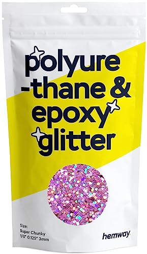 Hemway Paillettes de Polyuréthane et de Résine Epoxy 100g / 3.5oz Additif Métallique en Flocons de Cristal pour les Revêtements - Super Chunky (1/8 0.125 3mm) - Rose Rose Holographique