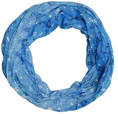 beybey® Damen Seide Loop Schal Mit Blumenmuster - Wunderschön und Fein - Seidenschal - Schlauchschal (SX8 Love Blue)